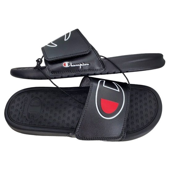 CHAMPION Sandals Women's 7 Monogram Cushion Mega Slides Unisex Adult Black Shoes - Picture 2 of 9